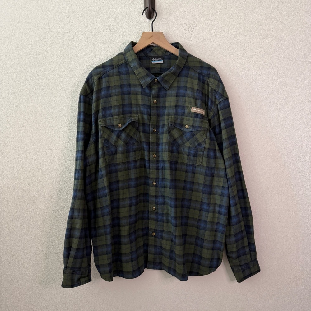 COLUMBIA Mens Cotton PHG Flannel Vented Fishing Shirt Size XXL Outdoors